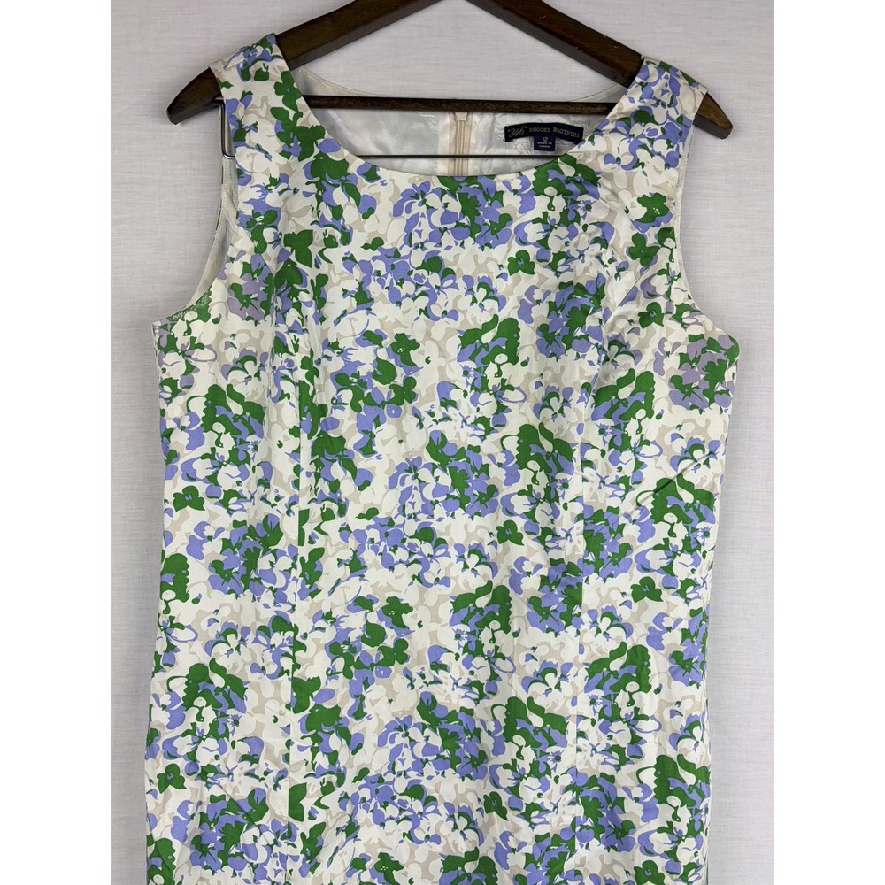 Brooks Brothers 346 Womens Floral Sleeveless Sheath Dress Green Purple Size 12 - Picture 4 of 9